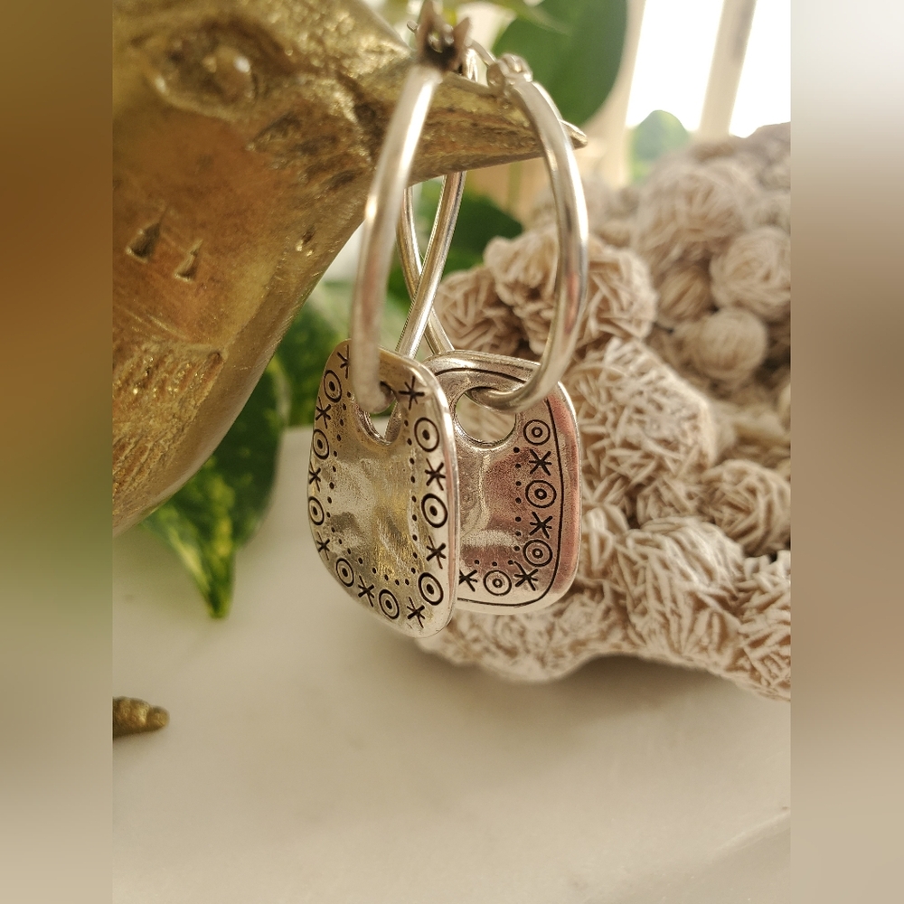 Silver Patterned Earrings